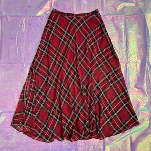 Forever 21 | Red Tartan Flowy Maxi Skirt